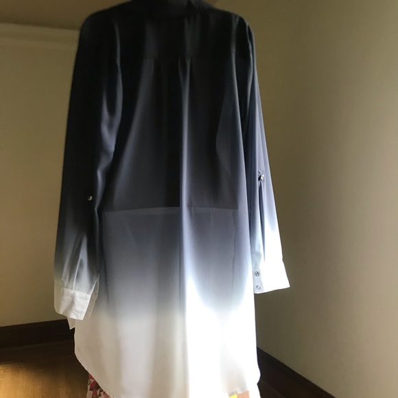 Ombré black grey and white button up shirt - Picture 3 of 8